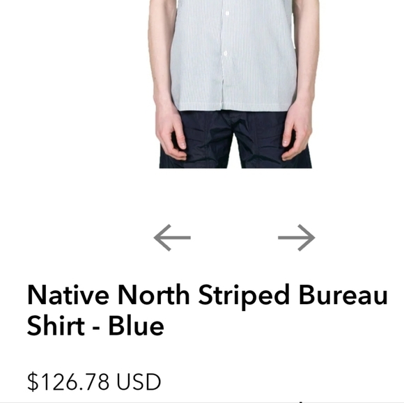 Native North Men's Blue Striped Bureau Shirt Button Up Front Size Large - Picture 5 of 9